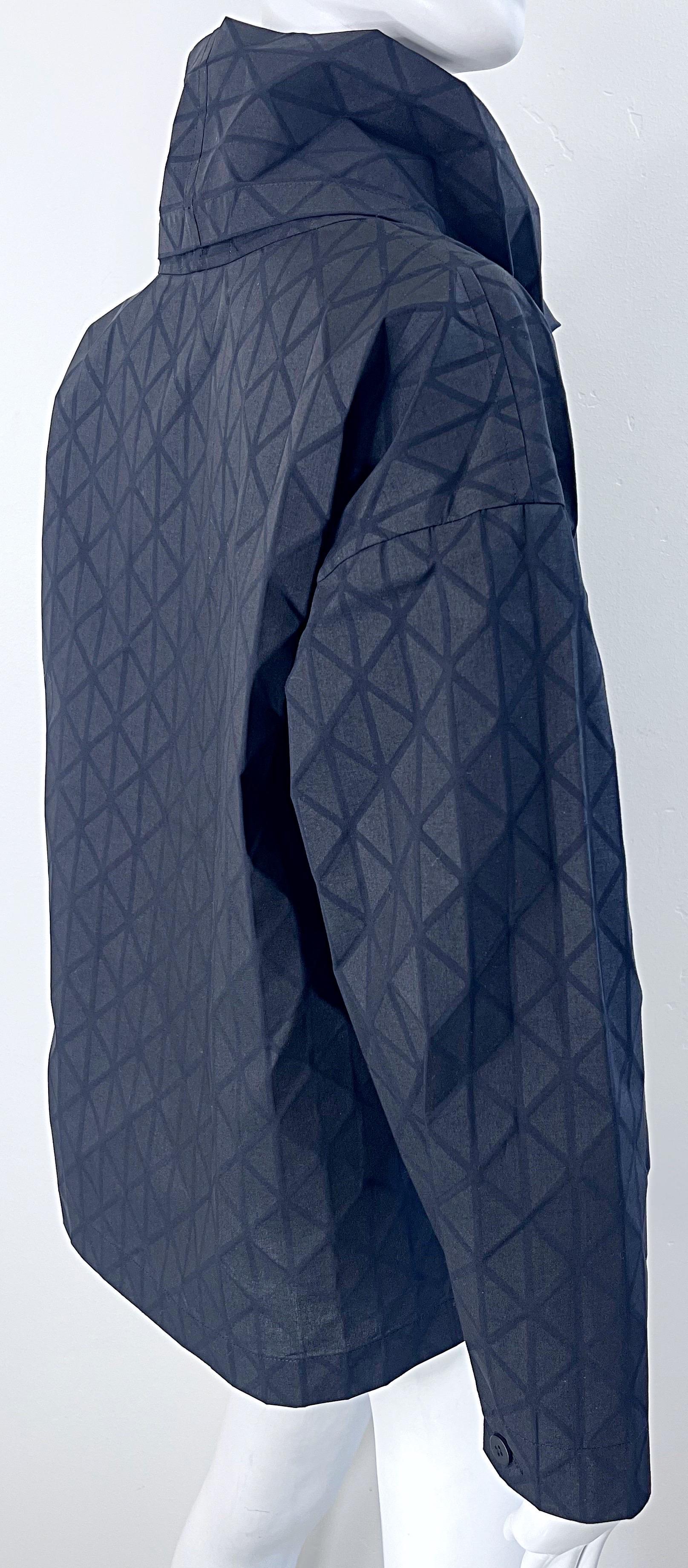 Issey Miyake Fall 2020 Black Avant Garde Cowl Neck Long Sleeve Shirt Top For Sale 7