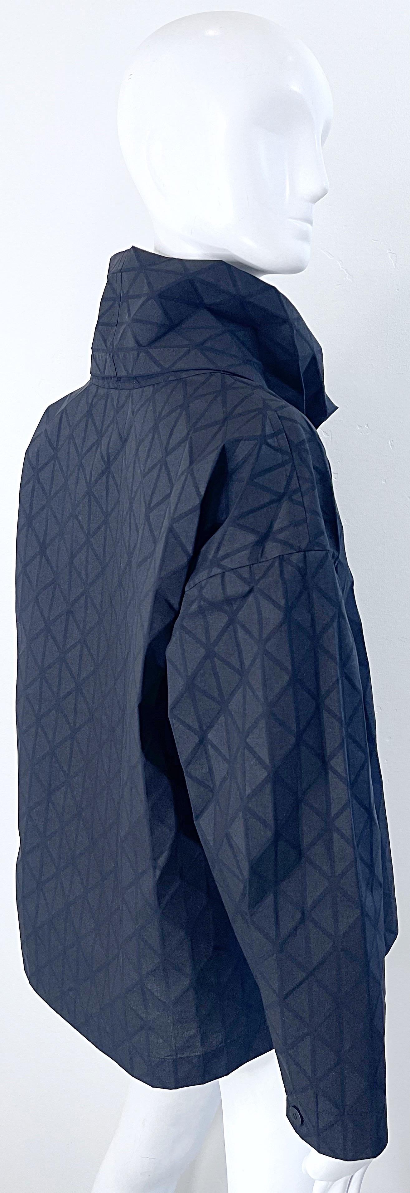 Issey Miyake Fall 2020 Black Avant Garde Cowl Neck Long Sleeve Shirt Top For Sale 1
