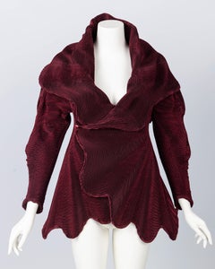 Issey Miyake Fall Winter 2017 Pleated Burgundy Sculptural Jacket