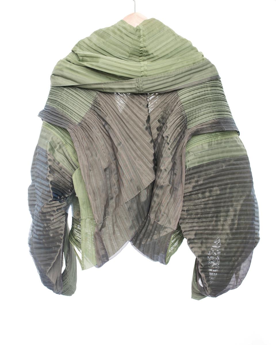 Issey Miyake Fete A Poc Green Avant Garde Architectural Pleat Crop Jacket 4