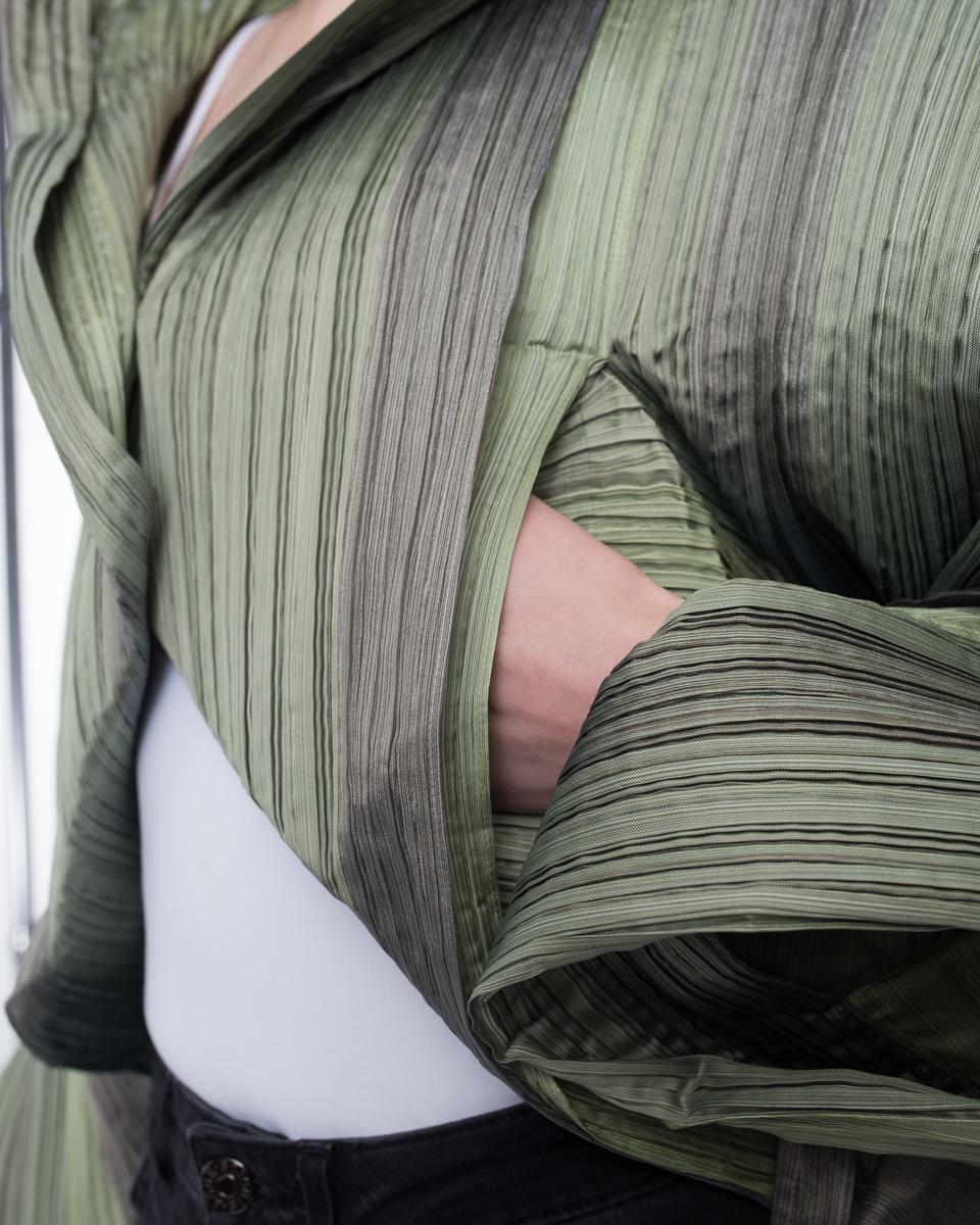 Issey Miyake Fete A Poc Green Avant Garde Architectural Pleat Crop Jacket 1