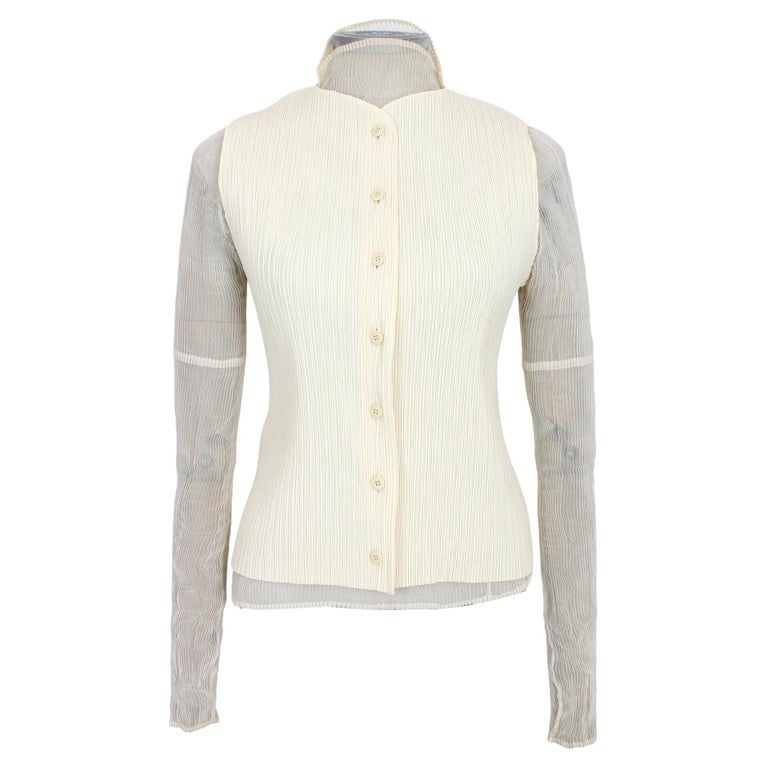 Blouse Twinset By Issey Miyake 'Fête' - Taille 2, Rose - Neuf Sans étiquettes