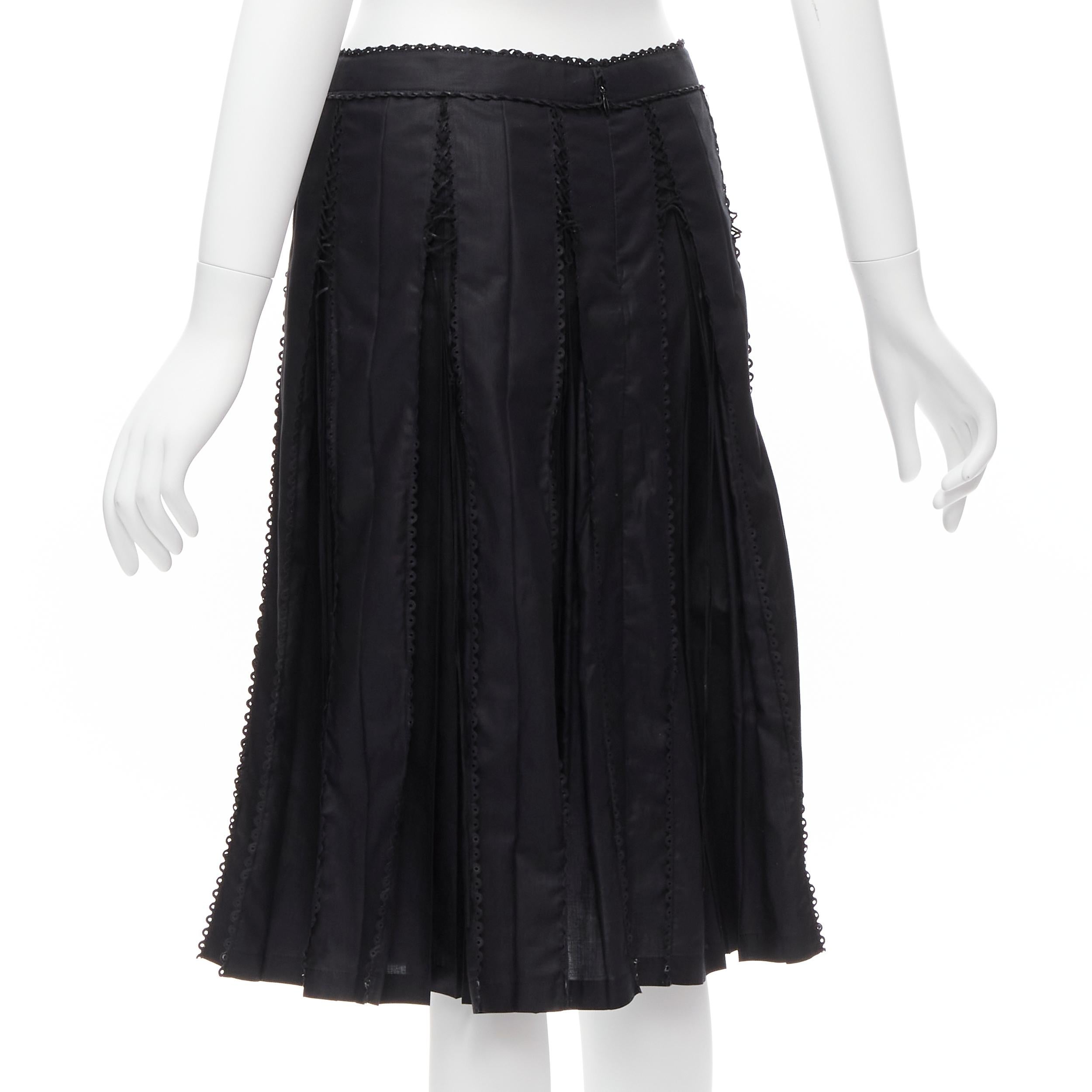 ISSEY MIYAKE FETE black lace up box pleat pleated knee flared skirt JP2 M For Sale 2