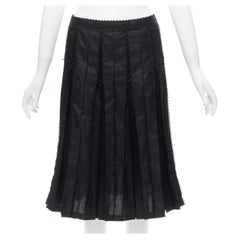 ISSEY MIYAKE FETE black lace up box pleat pleated knee flared skirt JP2 M