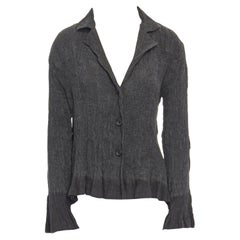 ISSEY MIYAKE FETE dark grey pleated notched collar button front jacket JP3 L