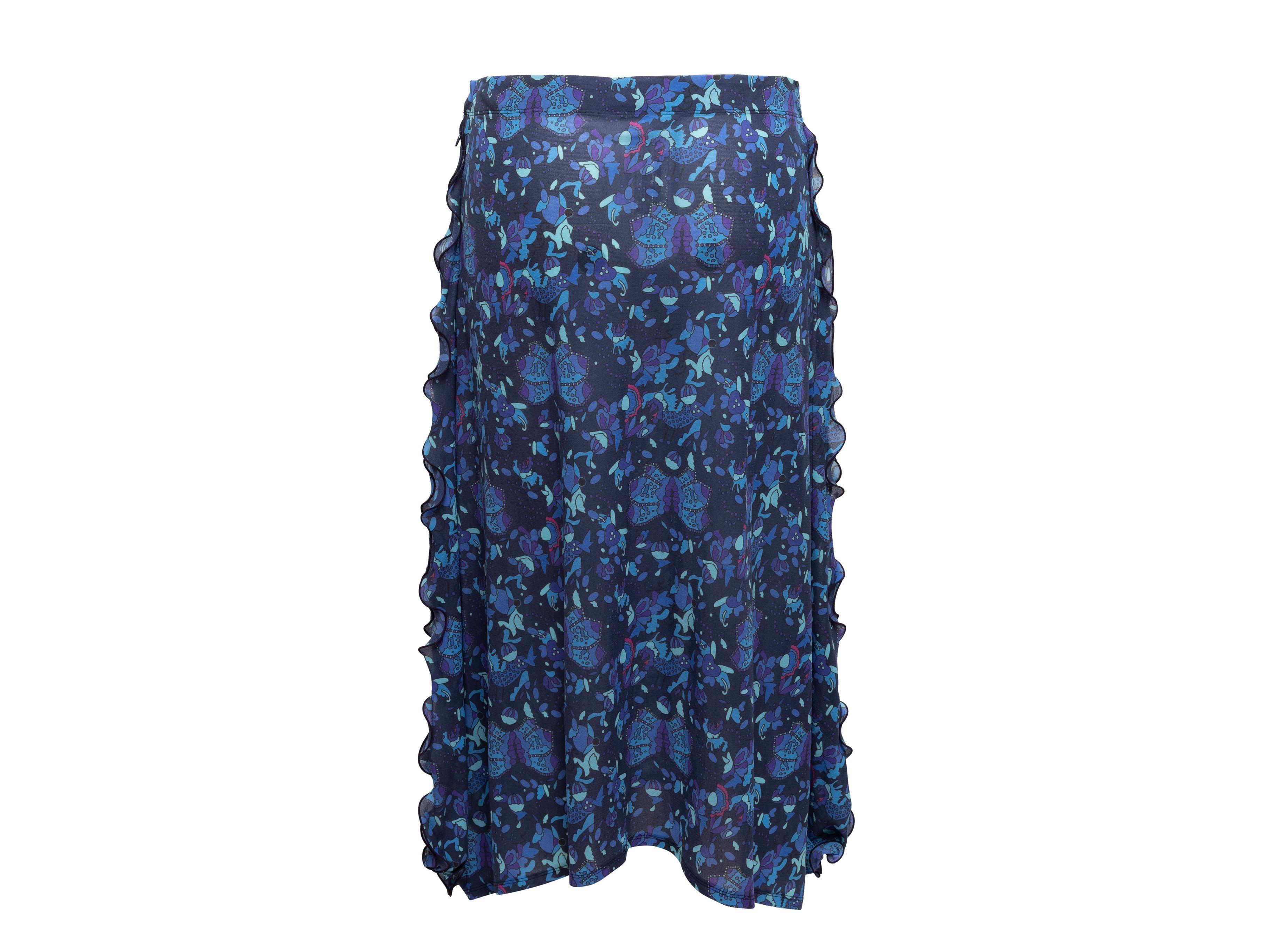 Issey Miyake Fete Navy & Multicolor Abstract Print Skir 3