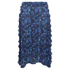 Issey Miyake Fete Marineblauer & mehrfarbiger Rock mit abstraktem Druck