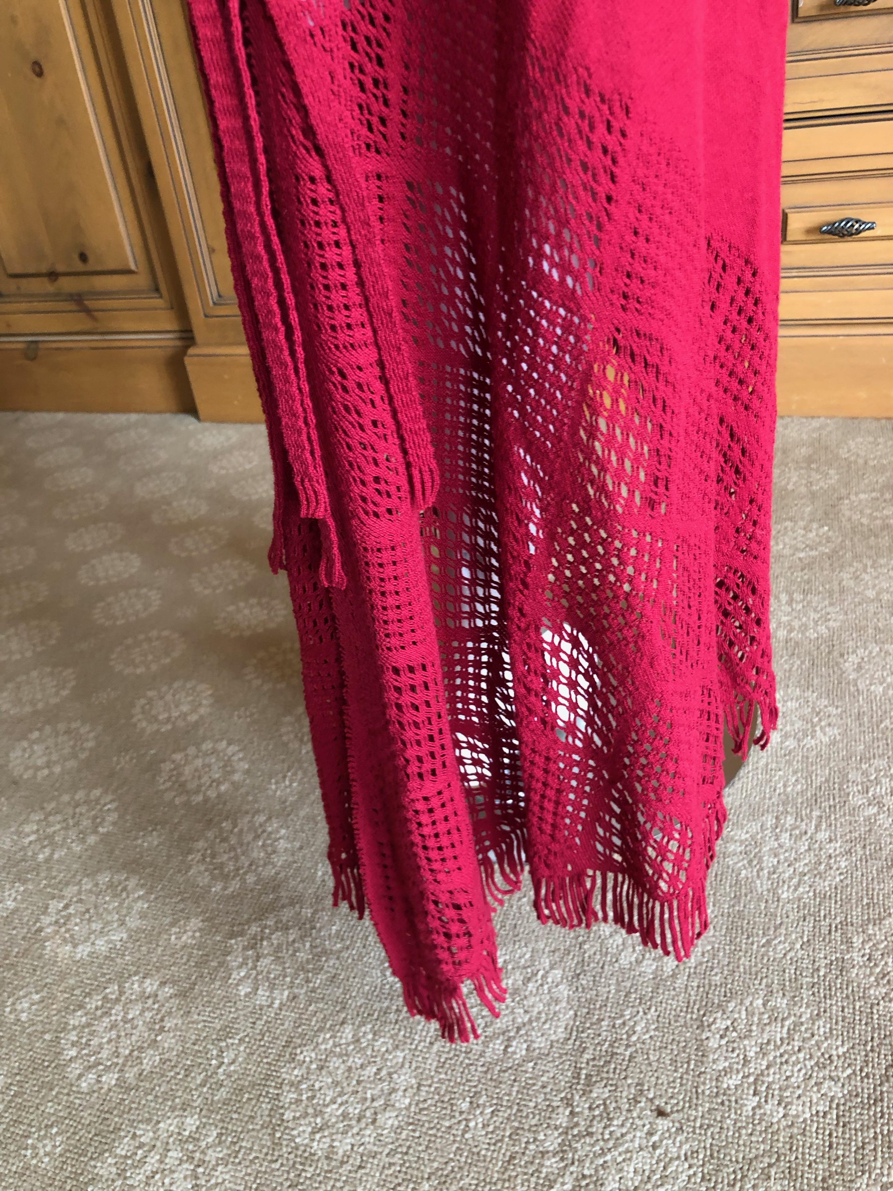 Issey Miyake Fette VIntage Dai Fujiwara  A-POC Red Perforated Dress with Hood In Excellent Condition For Sale In Cloverdale, CA