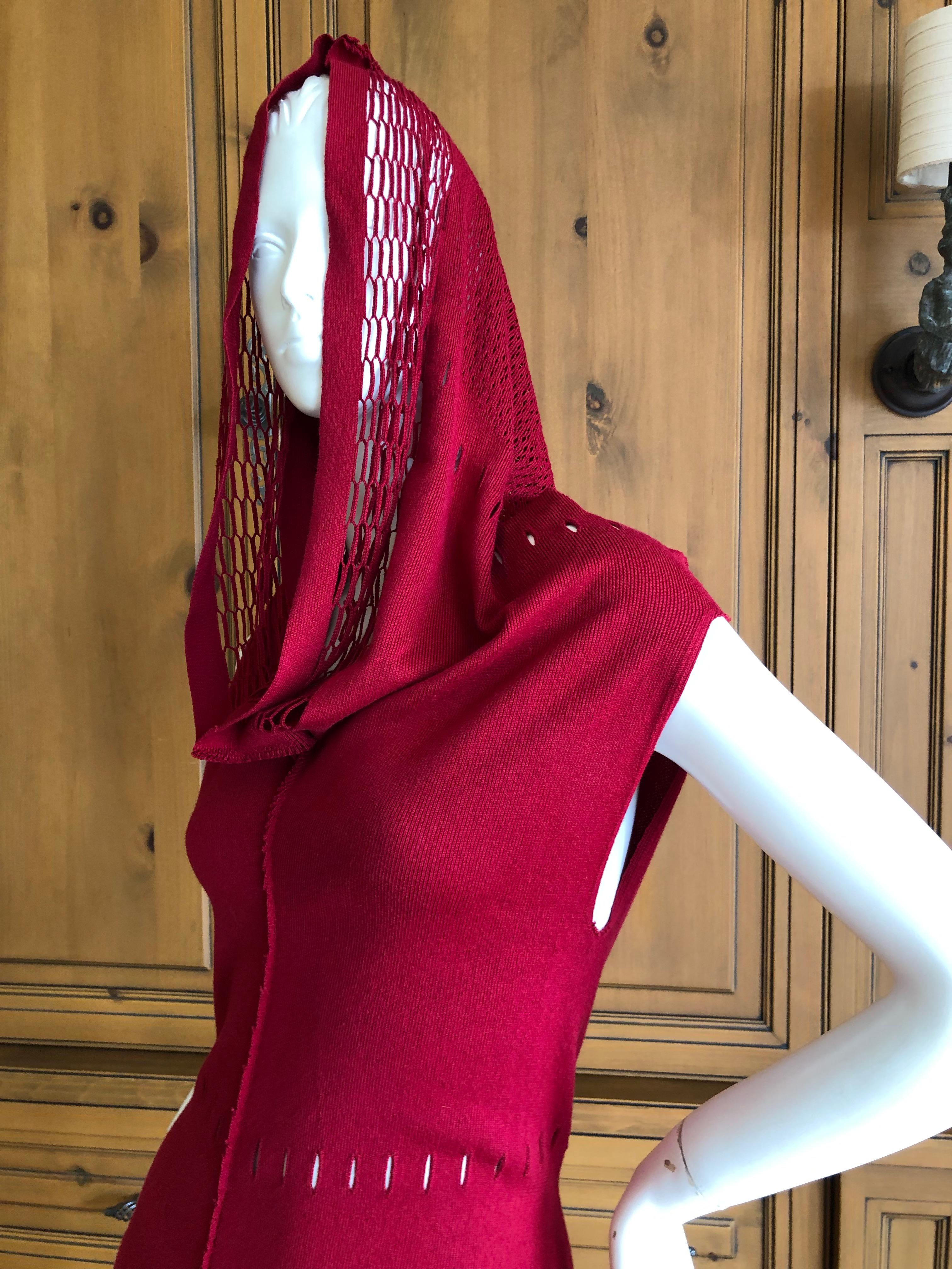 Issey Miyake Fette VIntage Dai Fujiwara  A-POC Red Perforated Dress with Hood For Sale 3