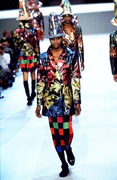 Issey Miyake FW 1996 90s Multicolour Woven Pleated Ribbon Runway Skirt JP M