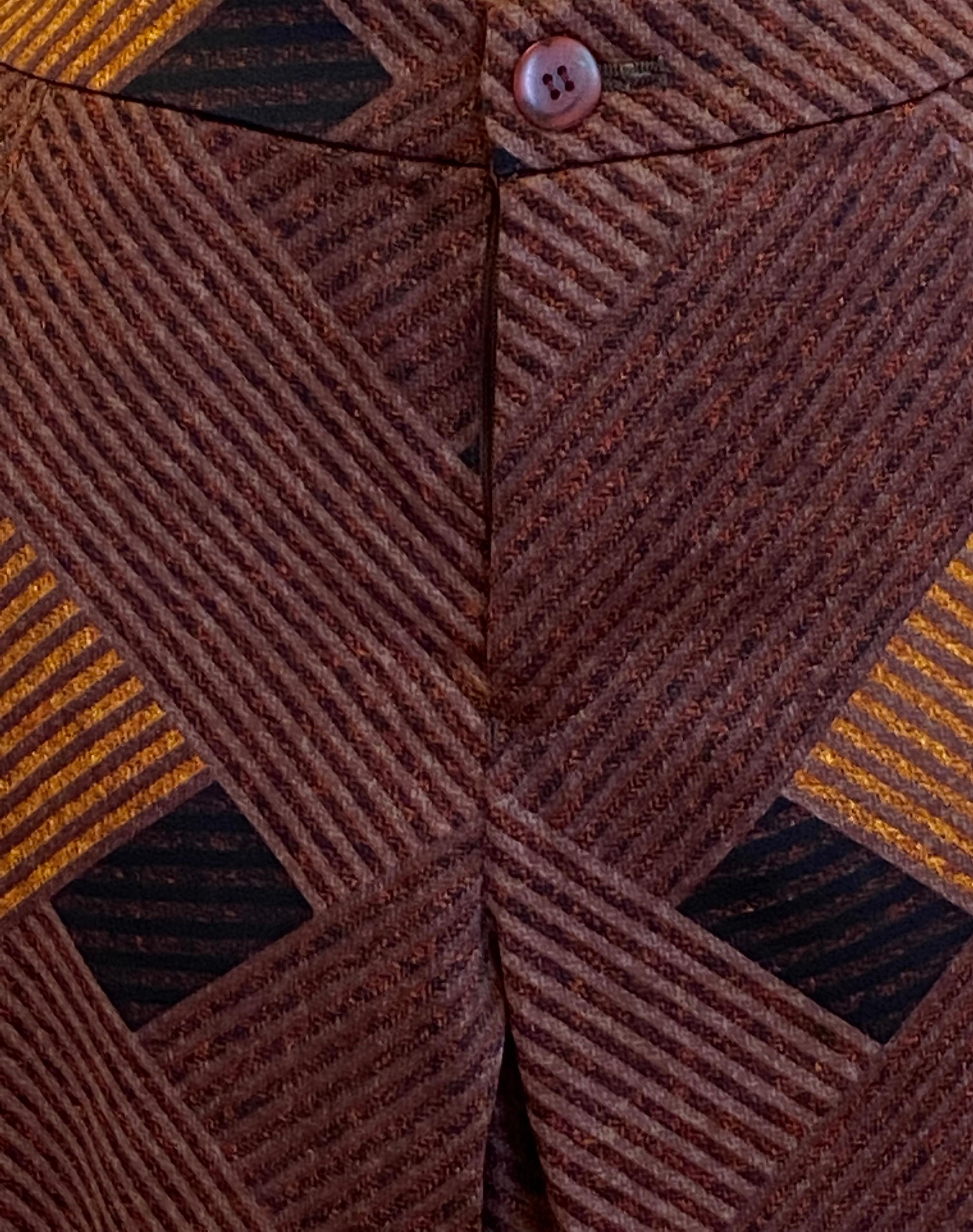 De las mujeres Issey Miyake Pantalones Golden Shades Of Browns Negrita Abstracta en venta