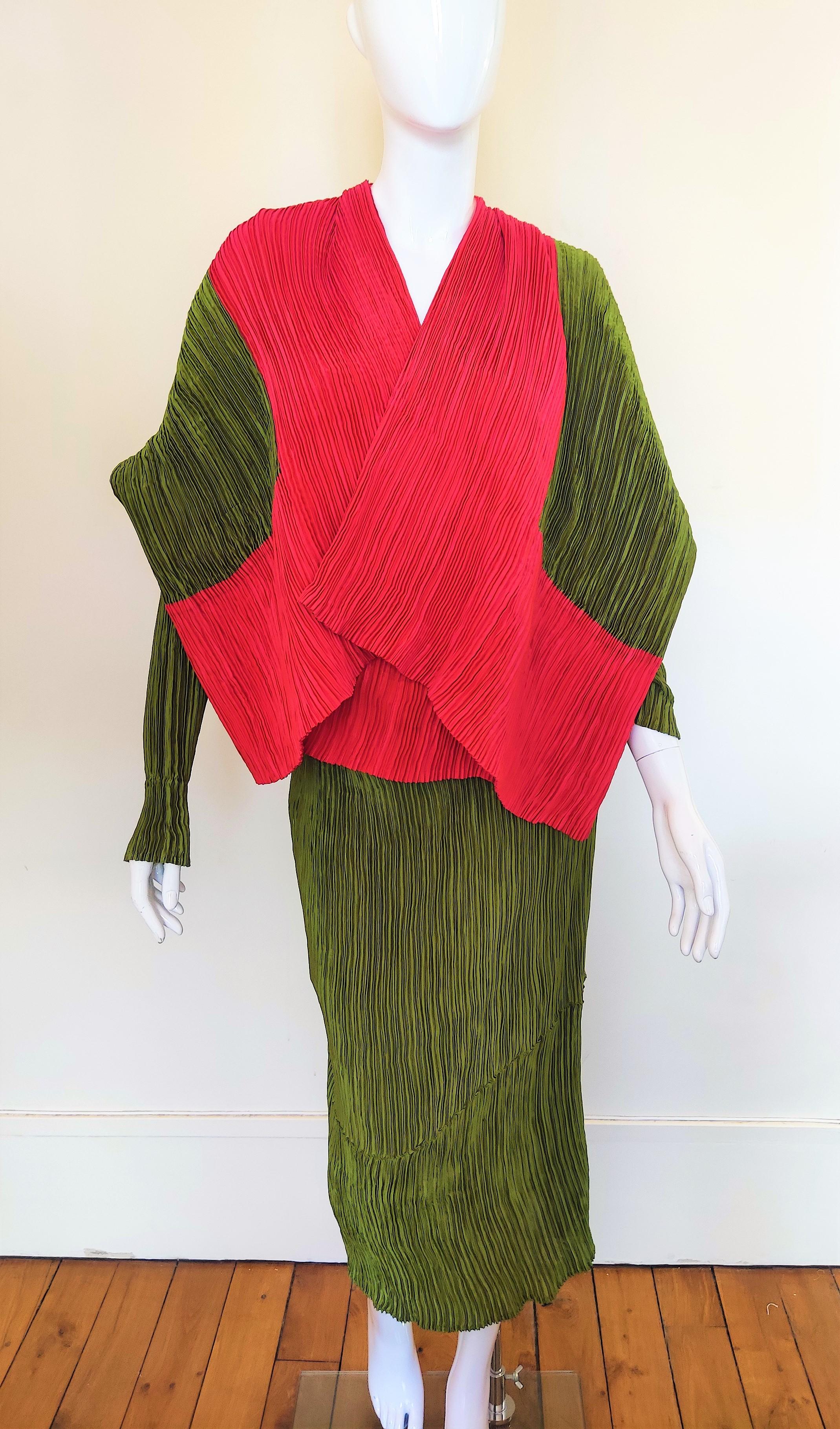 Issey Miyake Gown Couture Huge Collar Runway 80s Evening Pleated Maxi Dress 9