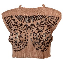 Issey Miyake Graphic Semi Sheer Pleated Tulle Top