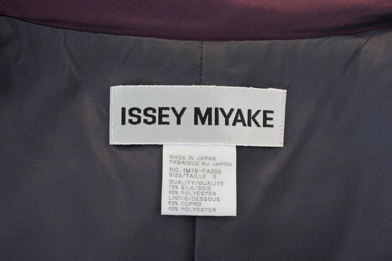Issey Miyake Gray and Blue Color Changing Silk Double-Breasted Trench ...