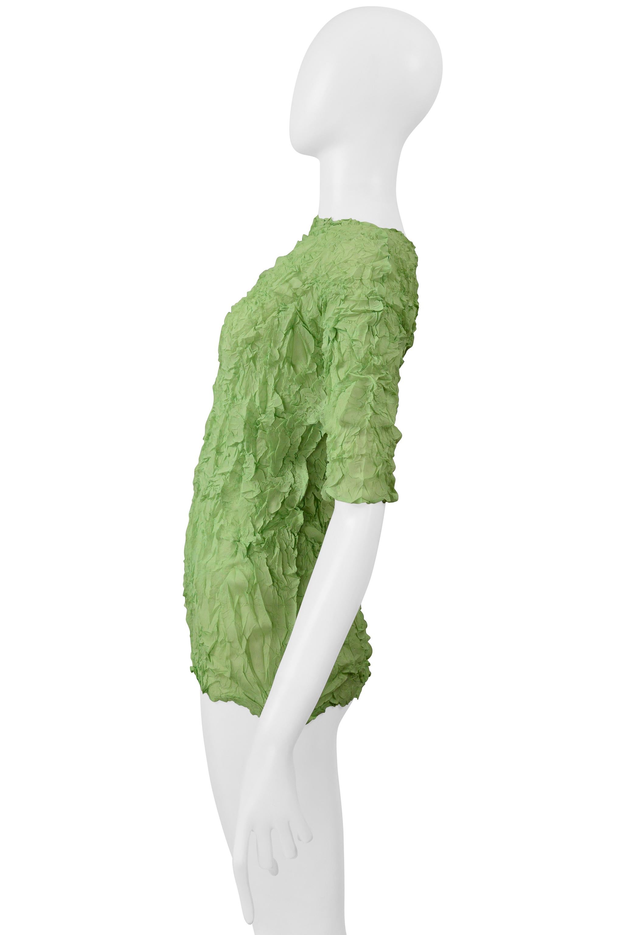 Verde Issey Miyake Greene & Greene & Greene Top Plissettato Ss 2000 in vendita
