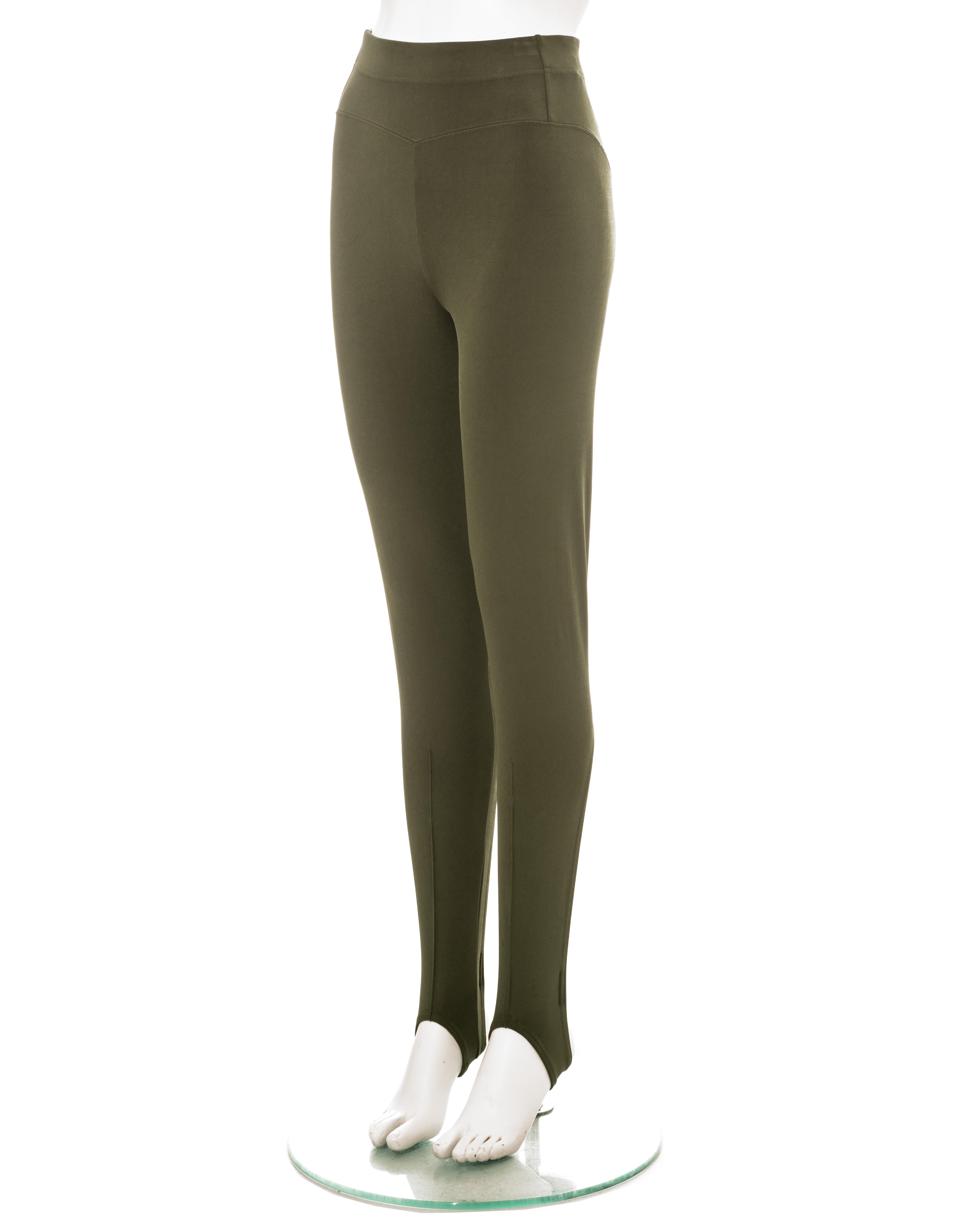 Issey Miyake Legging à étrier à taille haute en lycra vert, 1994 Pour femmes en vente