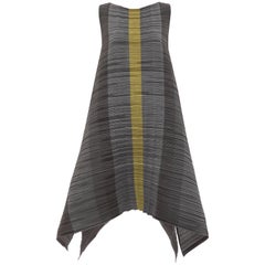 Issey Miyake Grey Chartreuse Sleeveless Pleated Dress