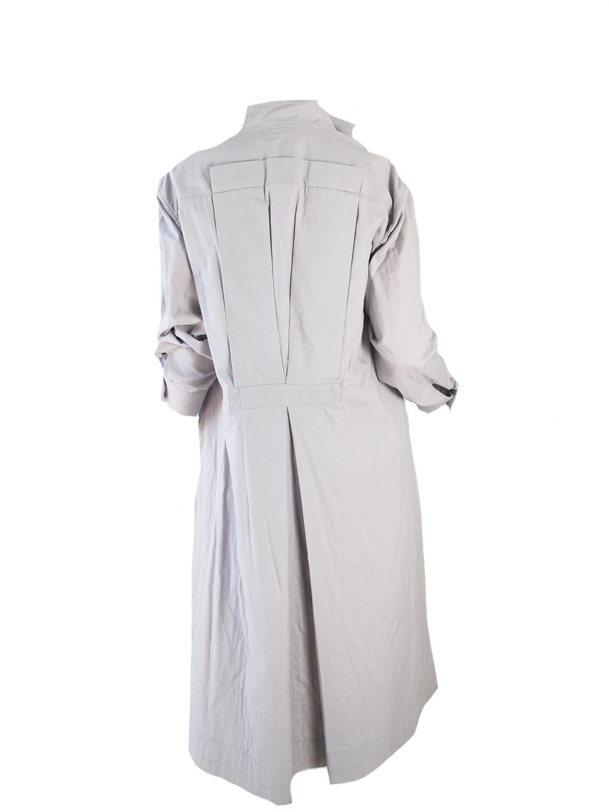 Issey Miyake grey cotton dress. Ruffle at neck, pleat at back. Condition: Excellent, labeled size XS ( mannequin is US size 6 )