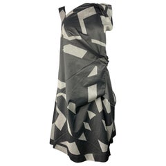 Issey Miyake Grey Cotton Sleeveless Asymmetrical Midi Dress, Size 3