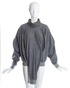 Issey Miyake grey three-armed knitted wool sweater, fw 1985