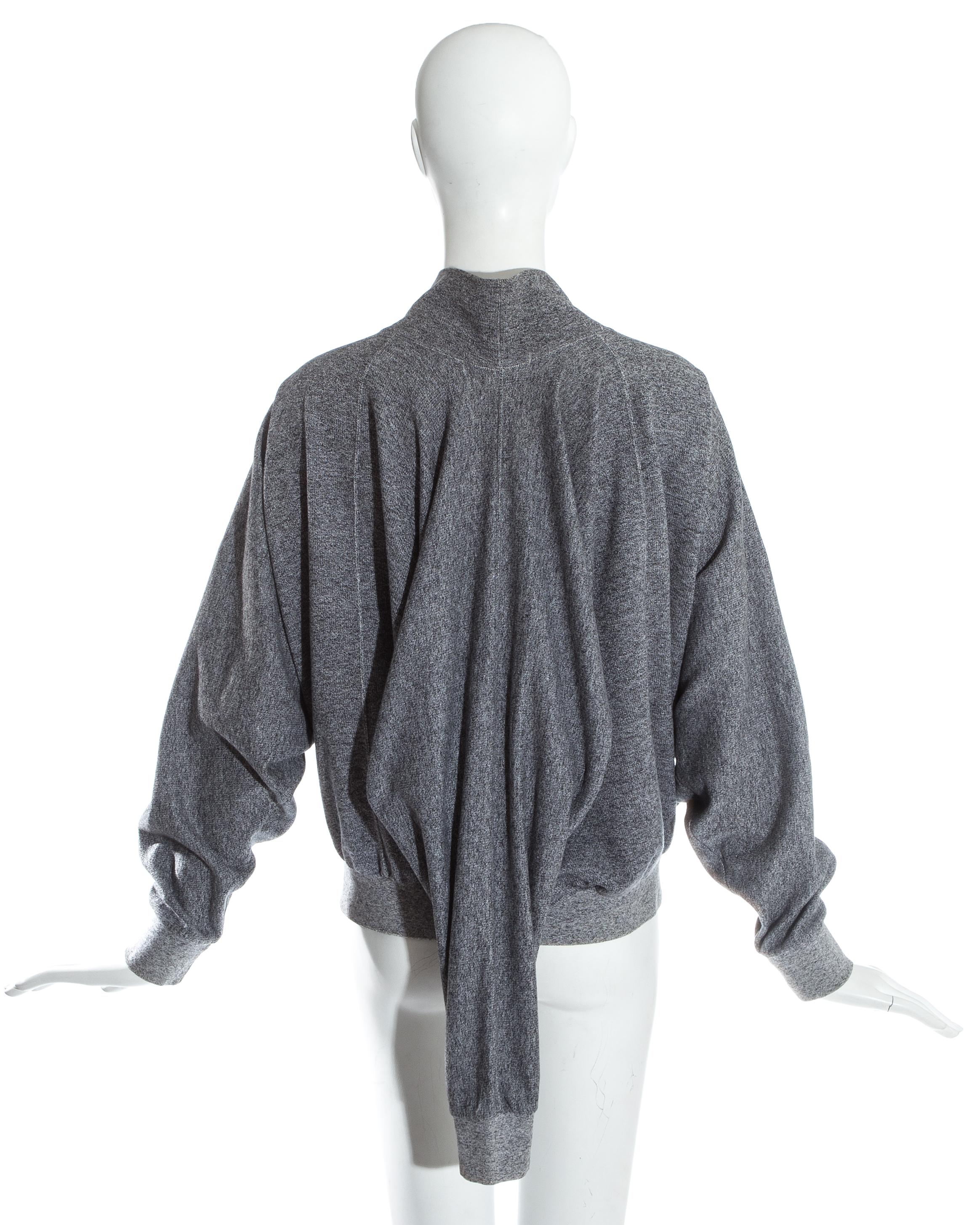 Issey Miyake grey three-armed knitted wool sweater, fw 1985 In Good Condition For Sale In London, London