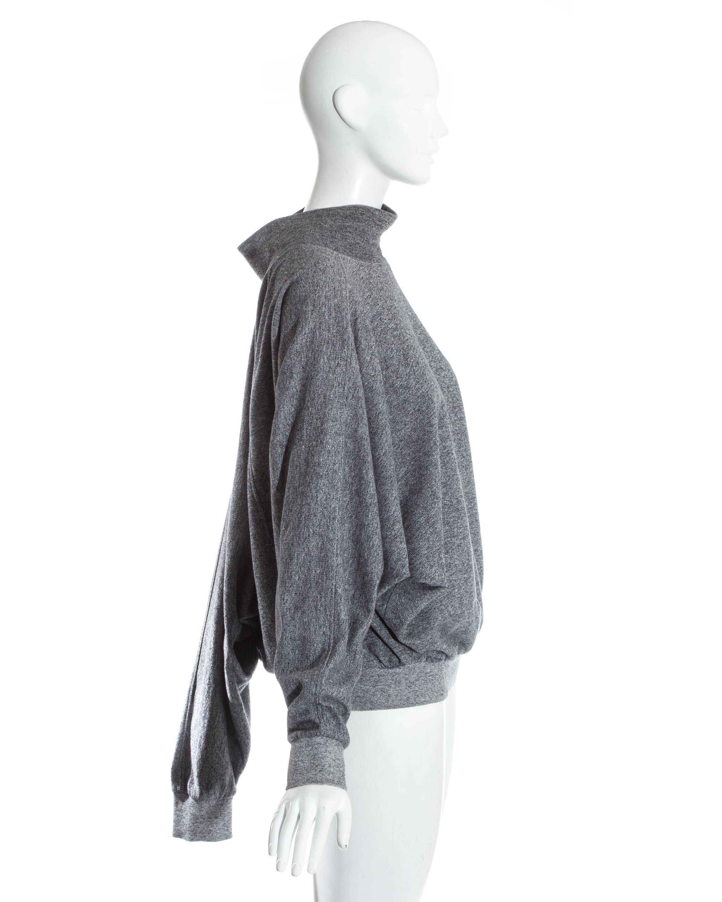 Women's or Men's Issey Miyake grey three-armed knitted wool sweater, fw 1985 For Sale