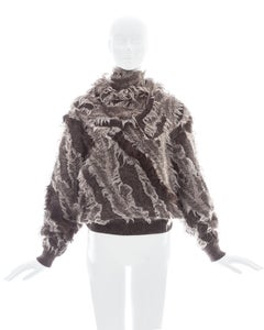 Issey Miyake grey wool 'Animal Knit' sweater and scarf, fw 1983