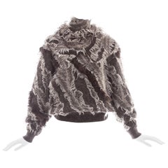 Vintage Issey Miyake grey wool 'Animal Knit' sweater and scarf, fw 1983