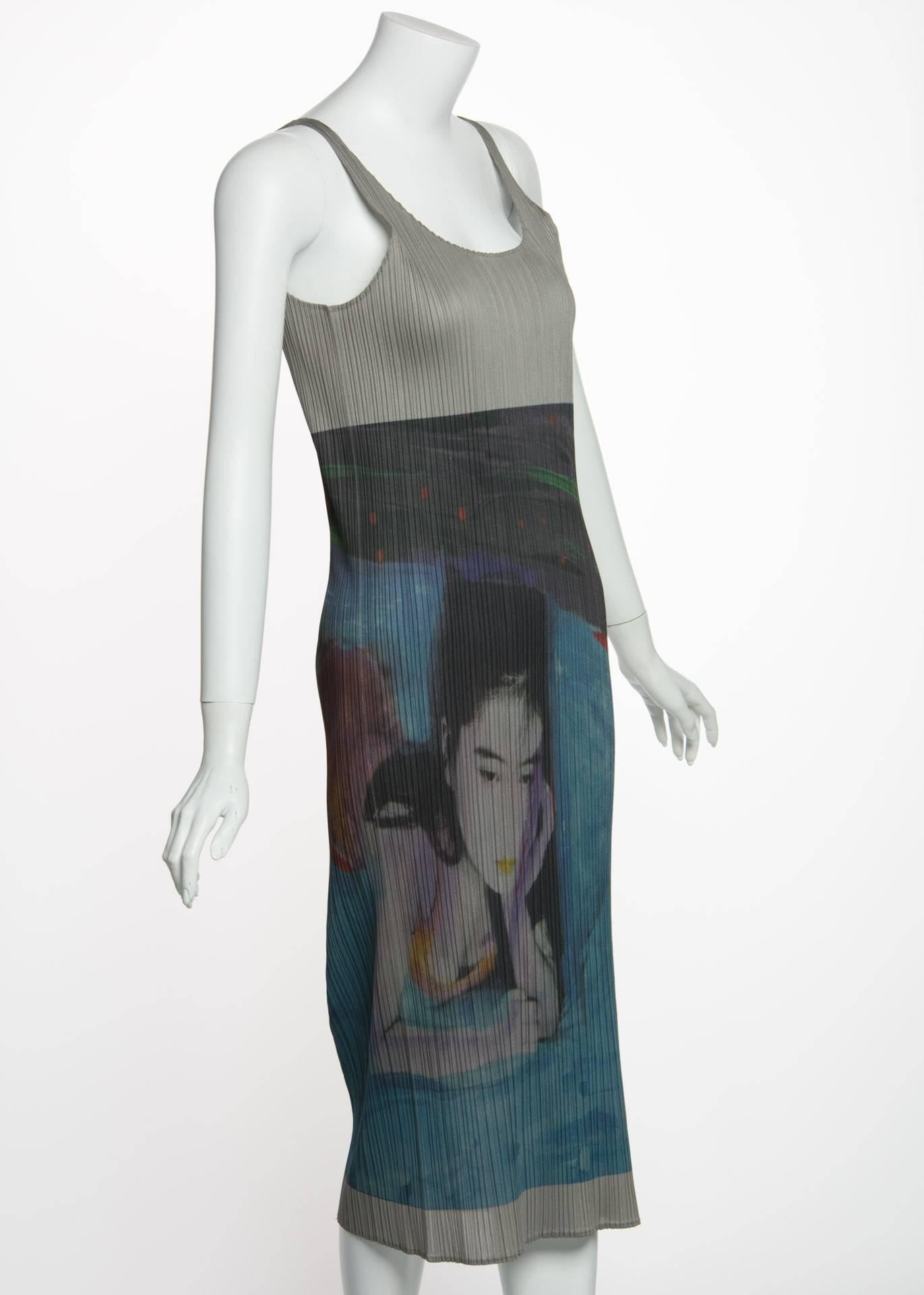 Gray Issey Miyake Guest Artist Series No 2 Pleated Dress, 1997 For Sale