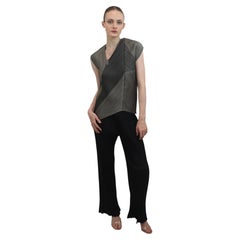 Issey Miyake Gunmetal Gray Sleeveless Asymmetrical Top