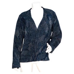 Issey Miyake Homme Plisse Blue Printed Pleated Jacket