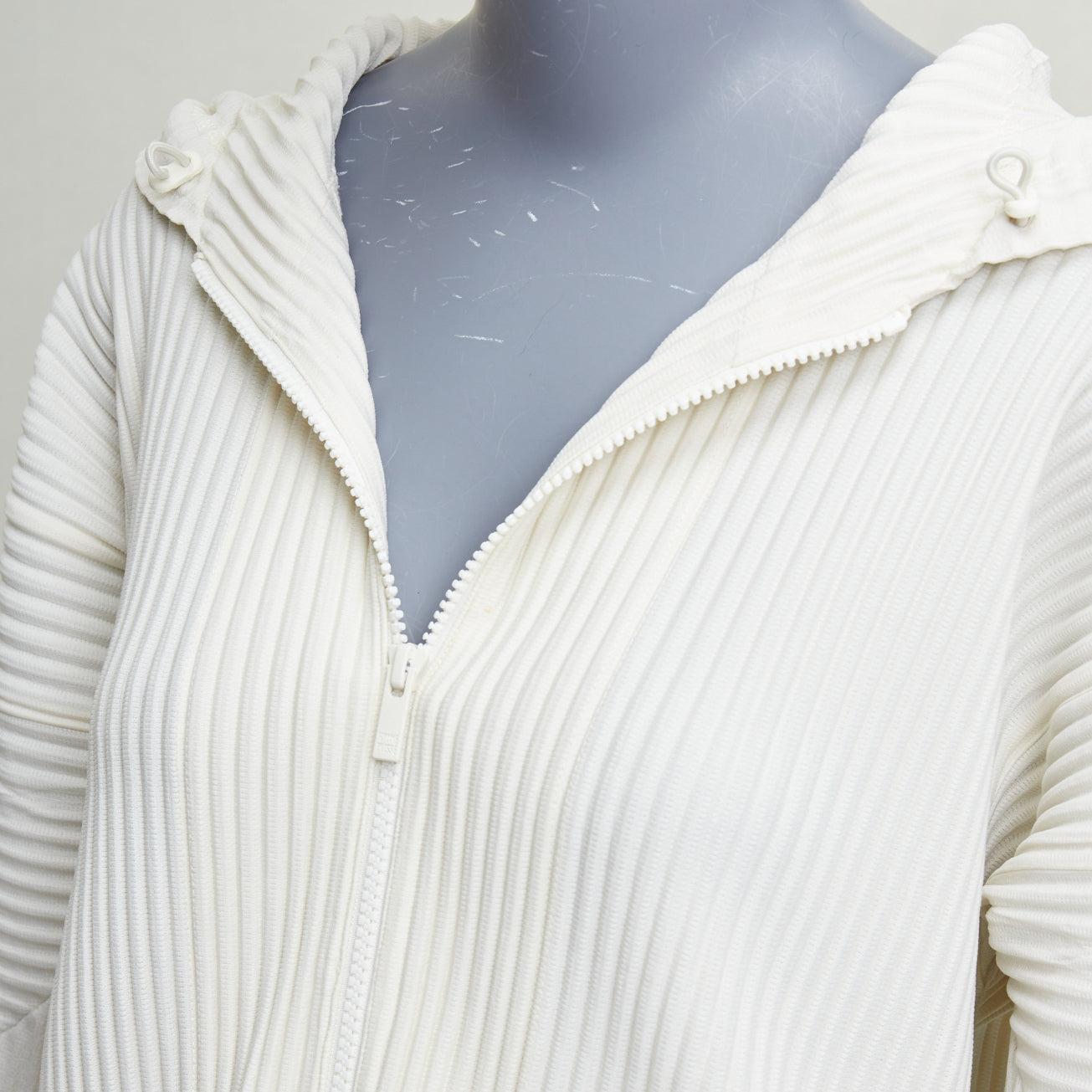 ISSEY MIYAKE Homme Plisse cream pleated zip hooded jacket JP3 L 2