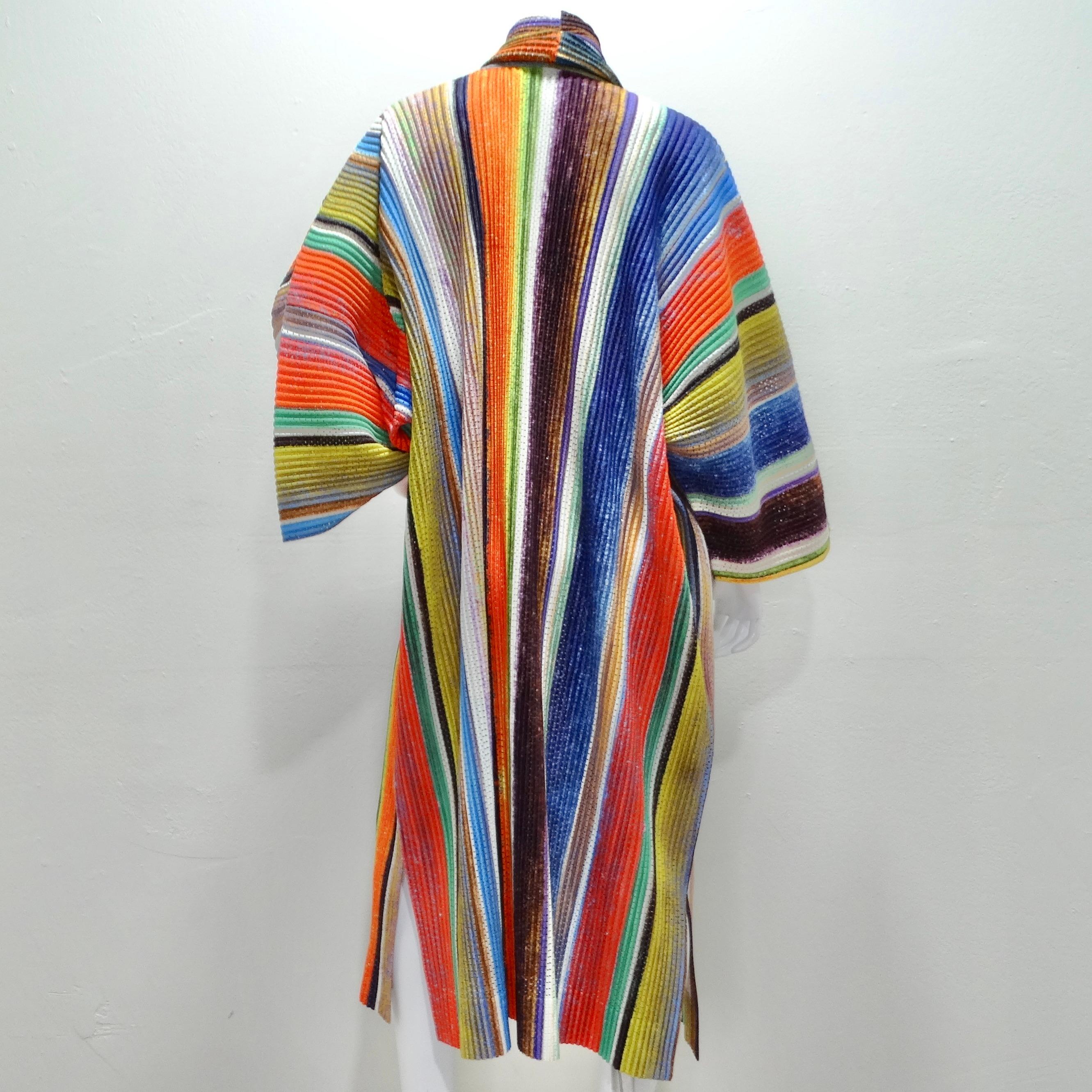 Issey Miyake Homme Plisse Multicolor Coat For Sale 2