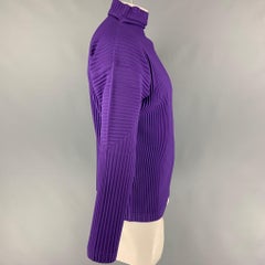 ISSEY MIYAKE HOMME PLISSE Size L Purple Ribbed Pullover