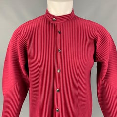 ISSEY MIYAKE HOMME PLISSE Size M Raspberry Pleated Polyester Shirt