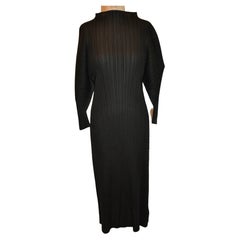 Issey Miyake Iconic Signature Jet-Black High-Neck Pullover Dress