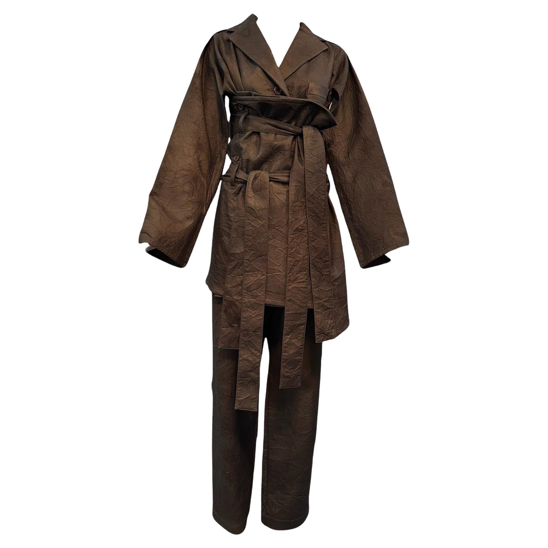 Pantalón con cintura obi marrón iridiscente Issey Miyake, Años 90 en venta