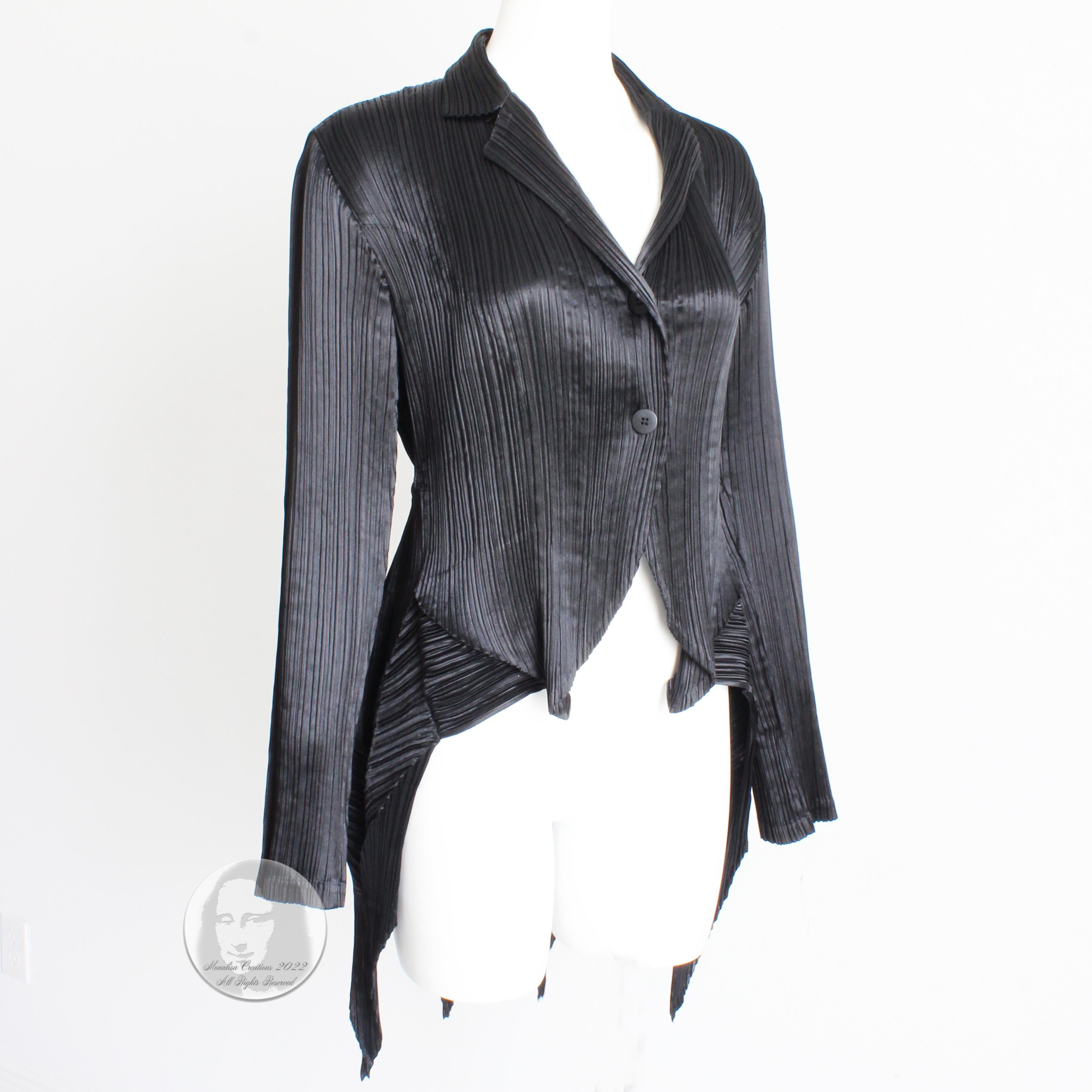 Issey Miyake Jacket Black Pleated Pointed Hem Tails Neiman Marcus NWT NOS 90s  In New Condition In Port Saint Lucie, FL