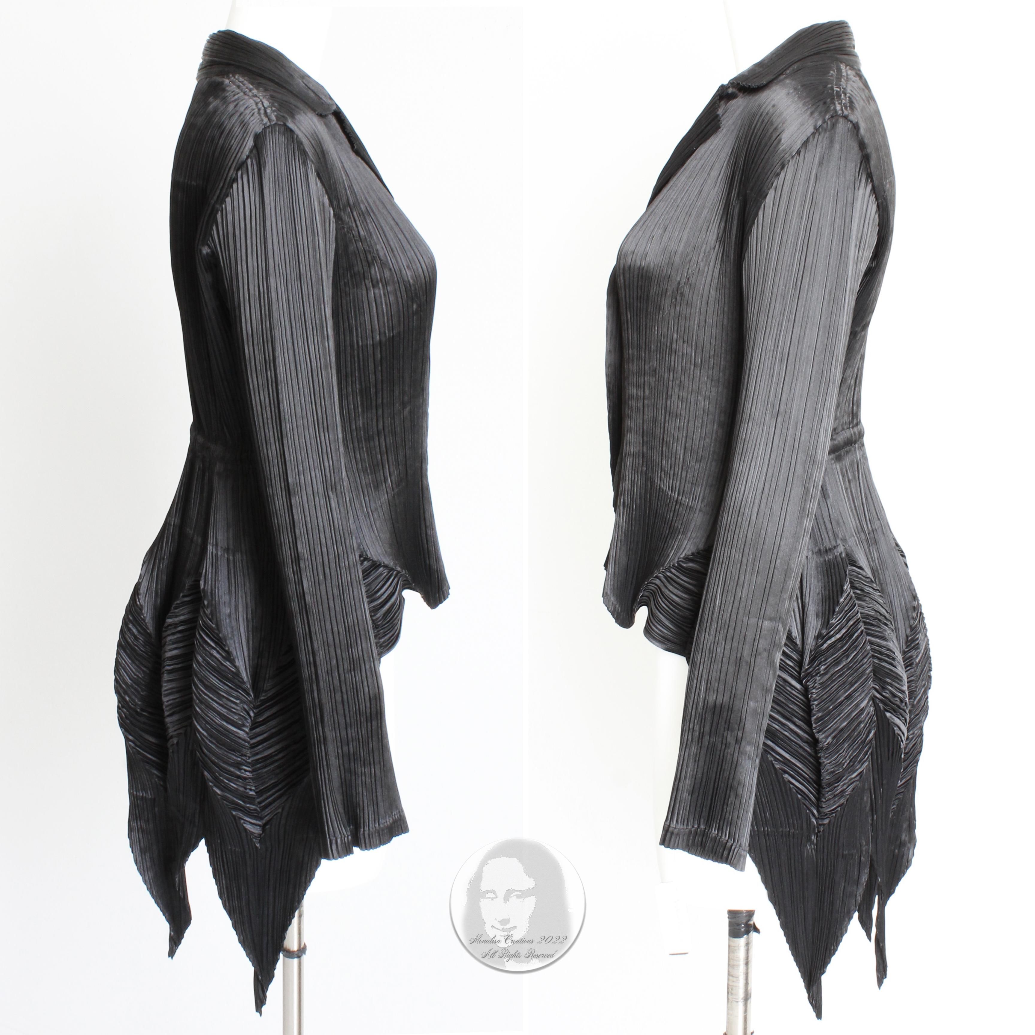 Women's or Men's Issey Miyake Jacket Black Pleated Pointed Hem Tails Neiman Marcus NWT NOS 90s