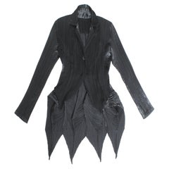 Issey Miyake Jacket Black Pleated Pointed Hem Tails Neiman Marcus NWT NOS 90s 