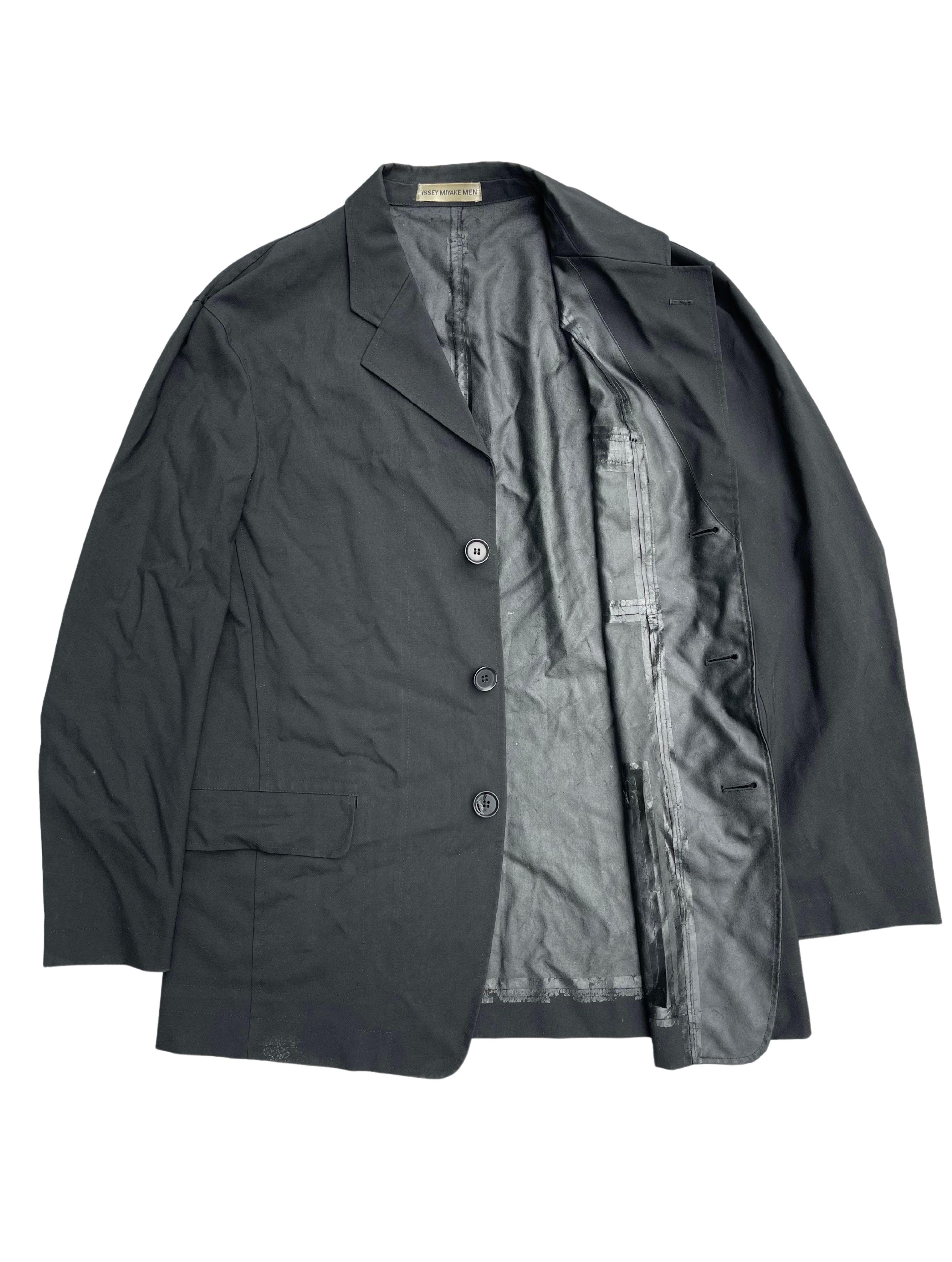 Nero Giacca con fodera in pelle Issey Miyake, anni '90 in vendita
