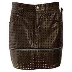 Issey Miyake Leather Mesh Zip Skirt