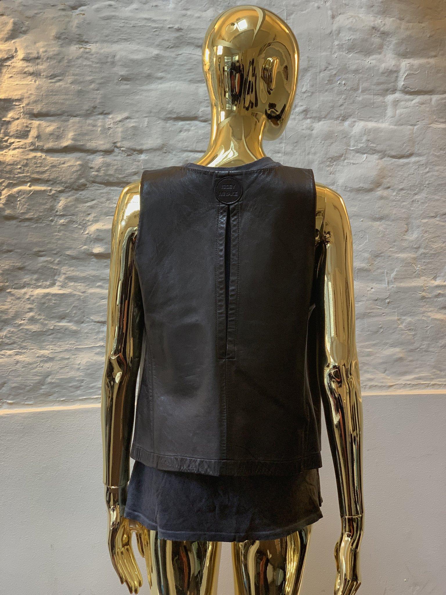 Women's Issey Miyake Leather Waistcoat For Sale