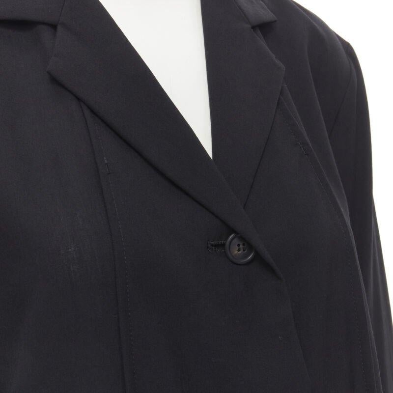 Black ISSEY MIYAKE lightweight wool nylon flap placket relaxed casual blazer L For Sale