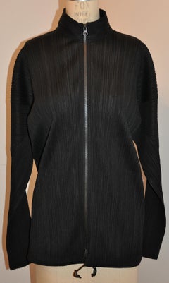 Issey Miyake "Limited Edition" Jet-Black High-Collared, 2-Way Zipper Jacket