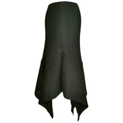 Issey Miyake Linen Pleated Handkerchief Hem Skirt