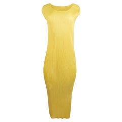 Issey Miyake Long Yellow Pleated Dress
