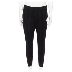 Issey Miyake MEN Pantalon jogger fuselé rayé en chenille noire 100% laine JP1 S