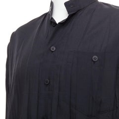 ISSEY MIYAKE MEN black accordian plisse pleated  button down shirt Sz1 S