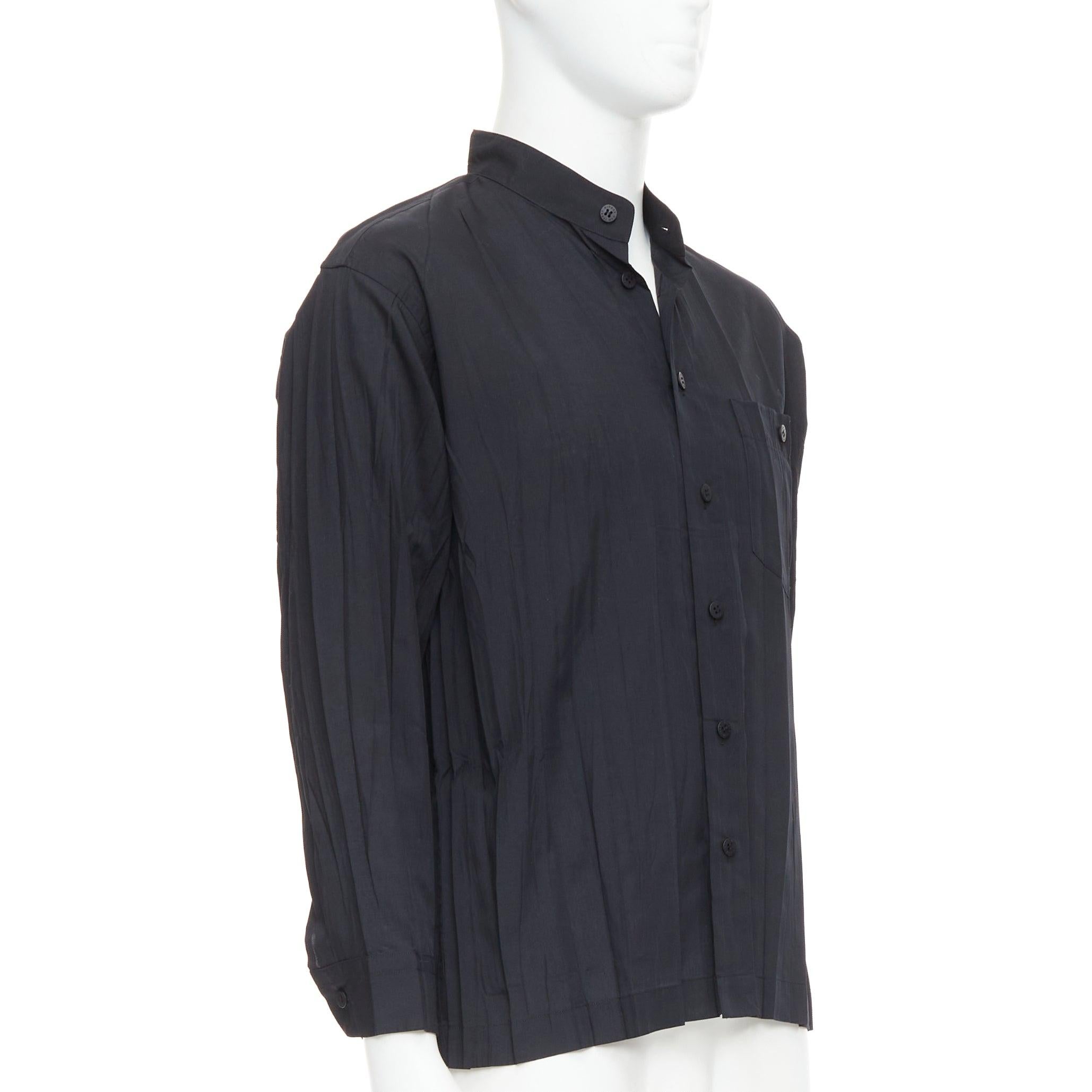 Nero Issey Miyake Uomo nero accordian plisse plissé  camicia button down Sz1 S in vendita